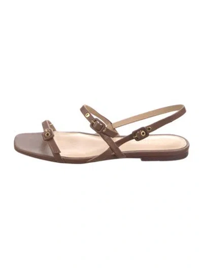 Pre-owned Veronica Beard Leather Slingback Sandals In Brown