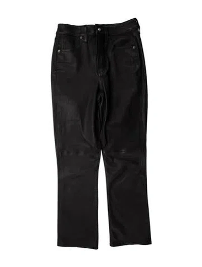 Pre-owned Veronica Beard Leather Straight Leg Pants In Black