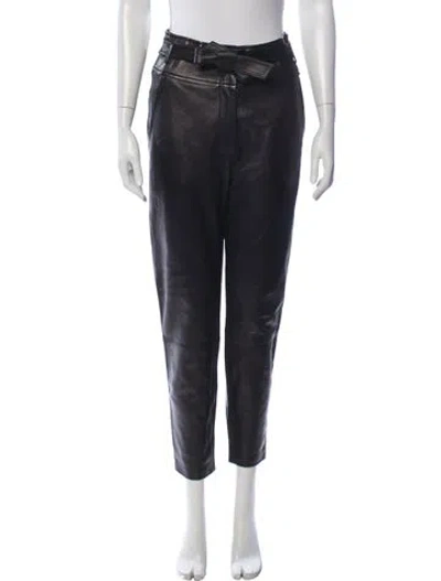 Pre-owned Veronica Beard Leather Straight Leg Pants In Black