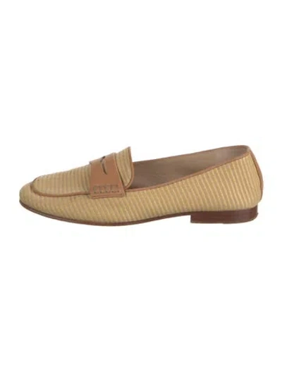 Pre-owned Veronica Beard Leather Striped Loafers In Brown