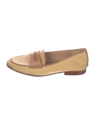 Pre-owned Veronica Beard Leather Striped Loafers In Brown/neutrals