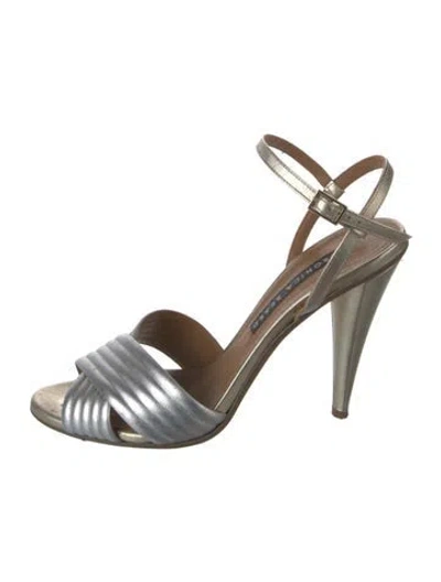 Pre-owned Veronica Beard Leather Striped Sandals