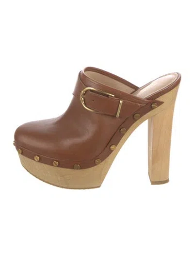 Pre-owned Veronica Beard Leather Studded Accents Boots In Brown