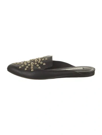 Pre-owned Veronica Beard Leather Studded Accents Mules In Black