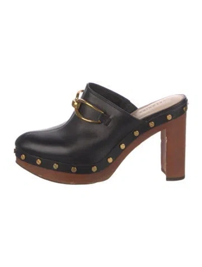 Pre-owned Veronica Beard Leather Studded Accents Mules In Black