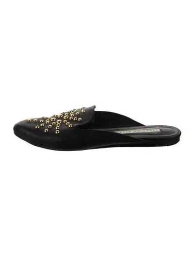 Pre-owned Veronica Beard Leather Studded Accents Mules In Black