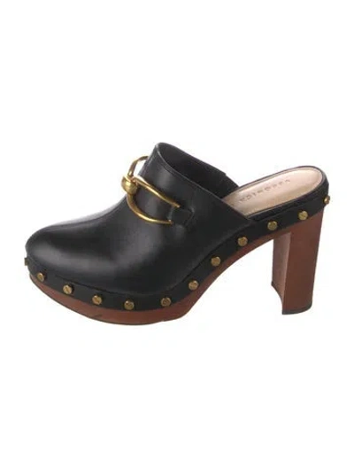 Pre-owned Veronica Beard Leather Studded Accents Mules In Black