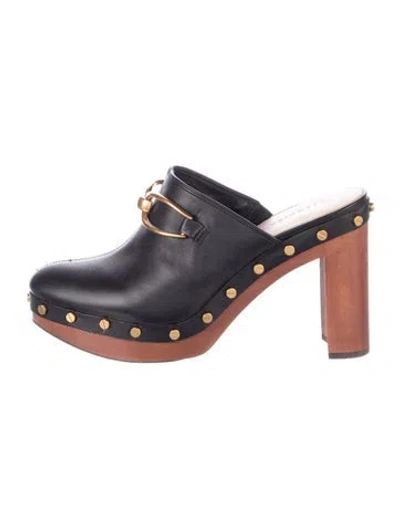 Pre-owned Veronica Beard Leather Studded Accents Mules In Blue