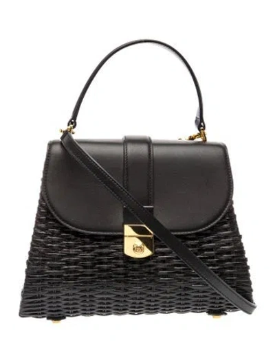 Pre-owned Veronica Beard Leather Top Handle Bag In Black