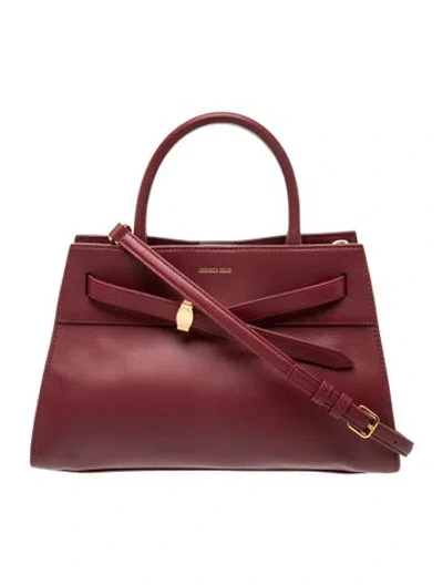 Pre-owned Veronica Beard Leather Top Handle Bag In Burgundy