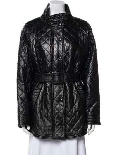 Pre-owned Veronica Beard Leather Trench Coat In Black