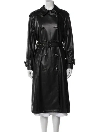 Pre-owned Veronica Beard Leather Trench Coat In Black