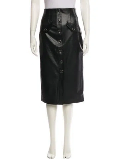 Pre-owned Veronica Beard Leather Trim Embellishment Knee-length Skirt In Black