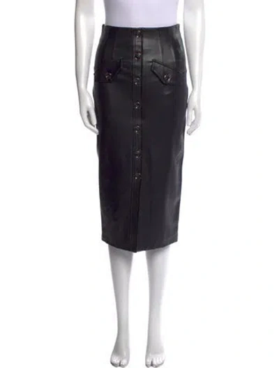 Pre-owned Veronica Beard Leather Trim Embellishment Knee-length Skirt In Black