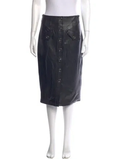 Pre-owned Veronica Beard Leather Trim Embellishment Knee-length Skirt In Blue