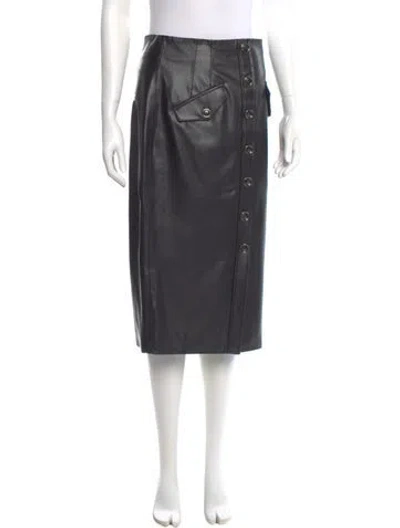 Pre-owned Veronica Beard Leather Trim Embellishment Knee-length Skirt In Gray
