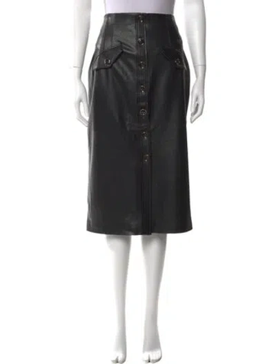 Pre-owned Veronica Beard Leather Trim Embellishment Knee-length Skirt In Gray