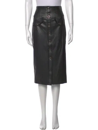 Pre-owned Veronica Beard Leather Trim Embellishment Knee-length Skirt In Gray