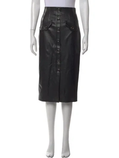 Pre-owned Veronica Beard Leather Trim Embellishment Knee-length Skirt In Gray