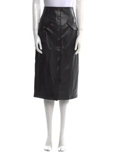 Pre-owned Veronica Beard Leather Trim Embellishment Knee-length Skirt W/ Tags In Black