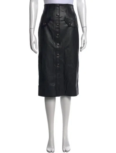 Pre-owned Veronica Beard Leather Trim Embellishment Midi Length Skirt In Black