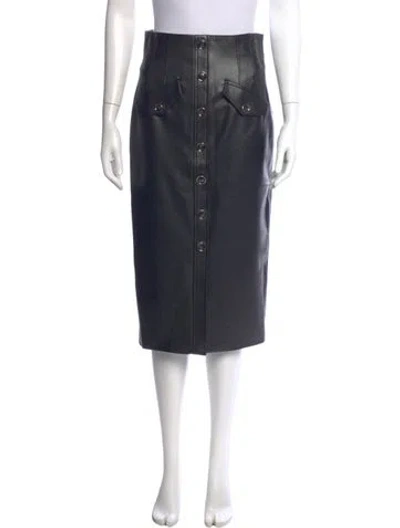 Pre-owned Veronica Beard Leather Trim Embellishment Midi Length Skirt In Blue