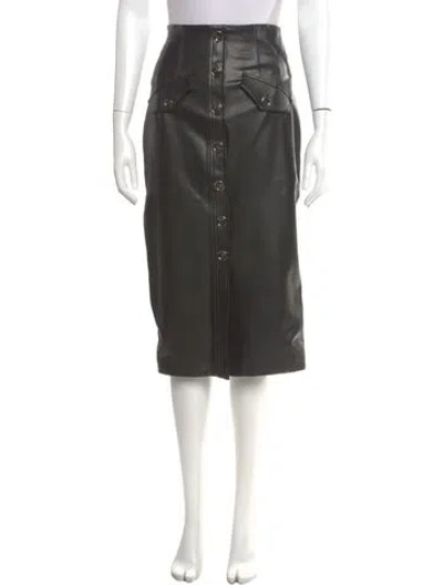 Pre-owned Veronica Beard Leather Trim Embellishment Midi Length Skirt In Gray