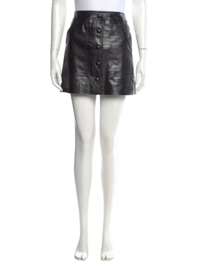 Pre-owned Veronica Beard Leather Trim Embellishment Mini Skirt In Black