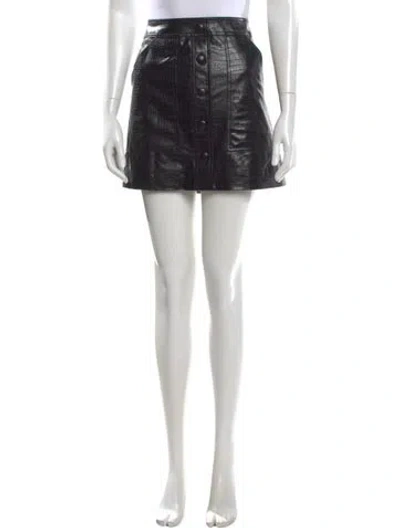 Pre-owned Veronica Beard Leather Trim Embellishment Mini Skirt In Black