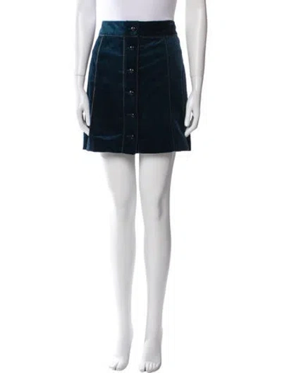 Pre-owned Veronica Beard Leather Trim Embellishment Mini Skirt In Blue