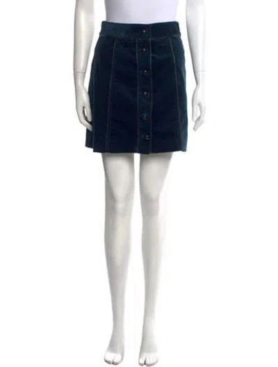 Pre-owned Veronica Beard Leather Trim Embellishment Mini Skirt In Blue