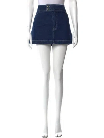 Pre-owned Veronica Beard Leather Trim Embellishment Mini Skirt In Blue