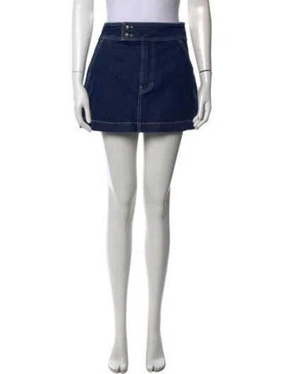 Pre-owned Veronica Beard Leather Trim Embellishment Mini Skirt In Blue