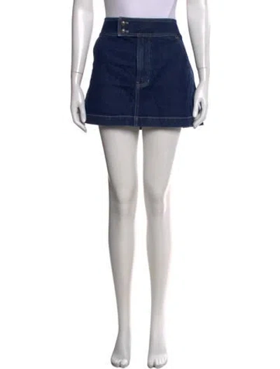 Pre-owned Veronica Beard Leather Trim Embellishment Mini Skirt In Blue