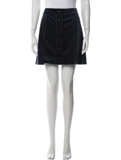Pre-owned Veronica Beard Leather Trim Embellishment Mini Skirt In Blue