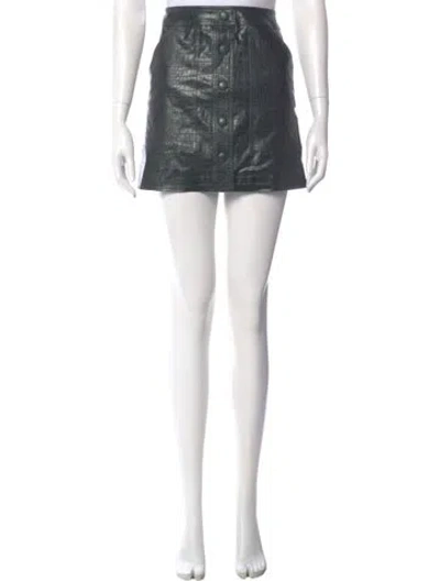 Pre-owned Veronica Beard Leather Trim Embellishment Mini Skirt In Green