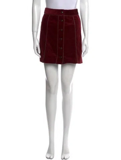 Pre-owned Veronica Beard Leather Trim Embellishment Mini Skirt In Red