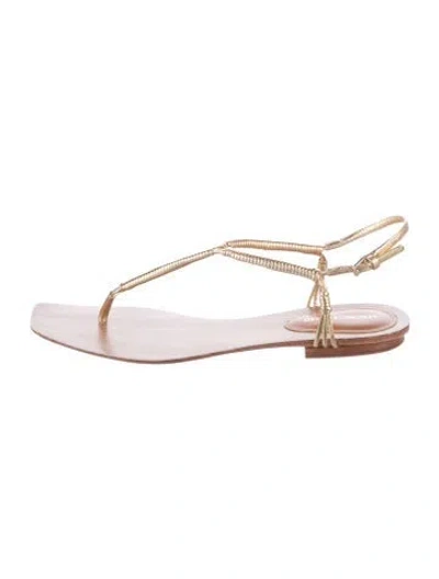 Pre-owned Veronica Beard Leather T-strap Sandals In Pink