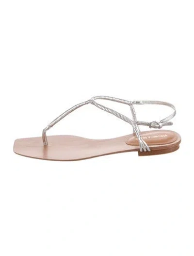 Pre-owned Veronica Beard Leather T-strap Sandals In Transparent