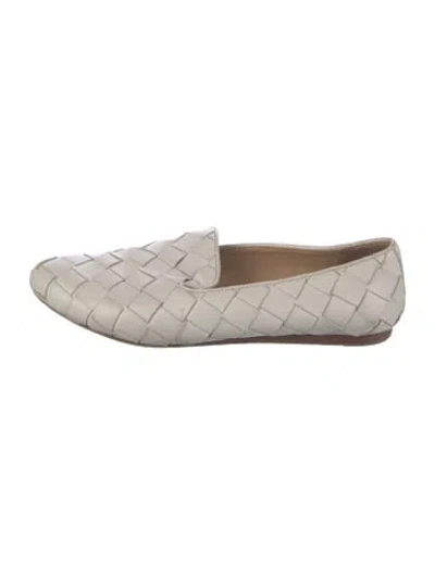 Pre-owned Veronica Beard Leather Tweed Pattern Loafers In Neutrals