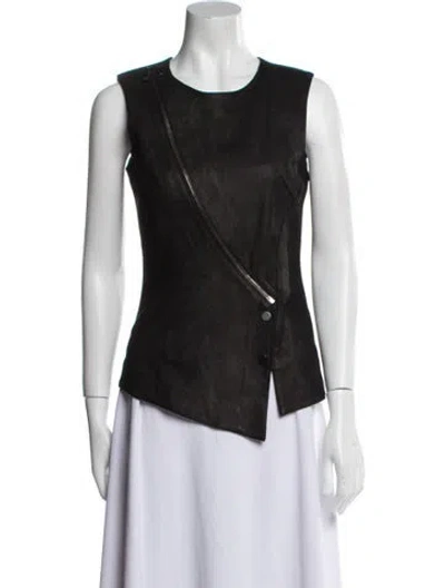 Pre-owned Veronica Beard Leather Vest In Black