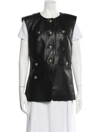 Pre-owned Veronica Beard Leather Vest In Black