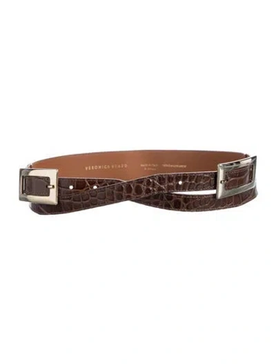 Pre-owned Veronica Beard Leather Waist Belt In Brown
