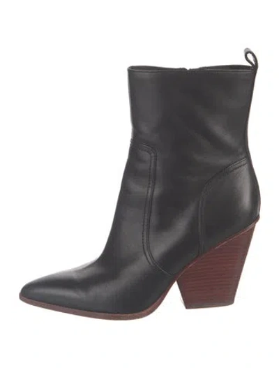Pre-owned Veronica Beard Leather Western Boots In Black