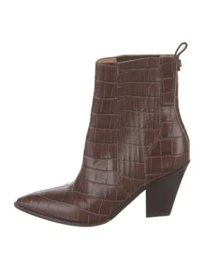 Pre-owned Veronica Beard Leather Western Boots In Brown
