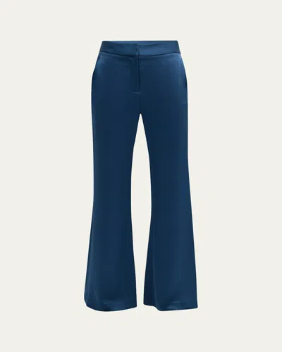 Veronica Beard Lebone Satin Pants In Blue Stone