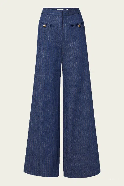Veronica Beard Ledger Wide-leg Denim Pant In Medium Indigo Copper