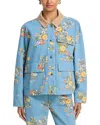 Veronica Beard Leighton Floral-print Corduroy-collar Jacket In Blue