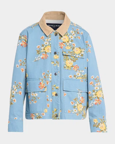 VERONICA BEARD LEIGHTON FLORAL DENIM BARN JACKET
