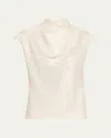 Veronica Beard Leilany Draped Silk Top In Ivory